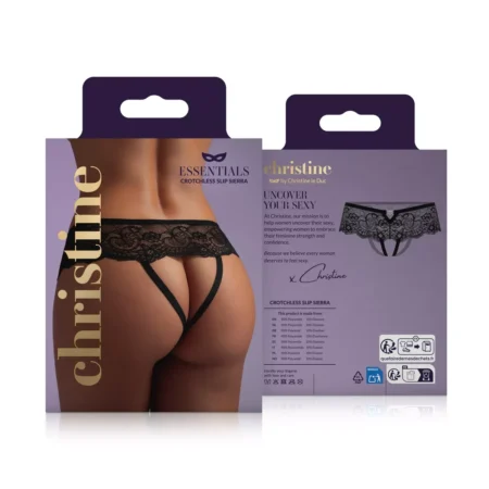 Γυναικείο σλιπ με ανοιχτό καβάλο Christine - Crotchless Slip Sierra - Black