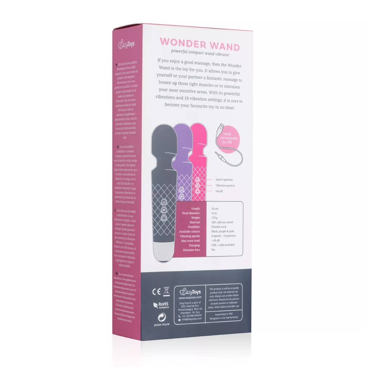 Δονητής μασάζ EasyToys Mini Wand Vibrator - Black - Easytoys Wand Collection