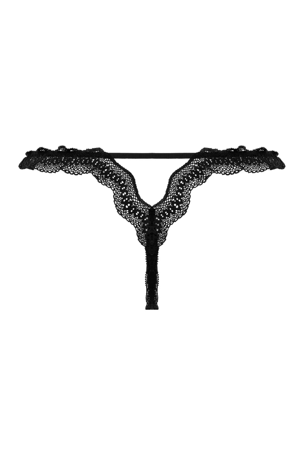Στρινγκ με ανοιχτό καβάλο Christine - Lace Open Crotch Thong Lila - Black