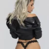 Στρινγκ με ανοιχτό καβάλο Christine - Lace Open Crotch Thong Lila - Black