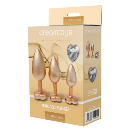 Σετ με 3 πρωκτικές σφήνες Pearl Gold Plug Set GLEAMING LOVE DREAMTOYS