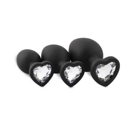 Σετ με 3 πρωκτικές σφήνες Silicone Buttplug Set with Diamond - Heart - Easytoys Anal Collection