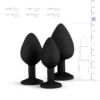 Σετ με 3 πρωκτικές σφήνες Silicone Buttplug Set with Diamond - Black - Easytoys Anal Collection
