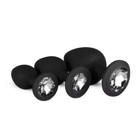Σετ με 3 πρωκτικές σφήνες Silicone Buttplug Set with Diamond - Black - Easytoys Anal Collection